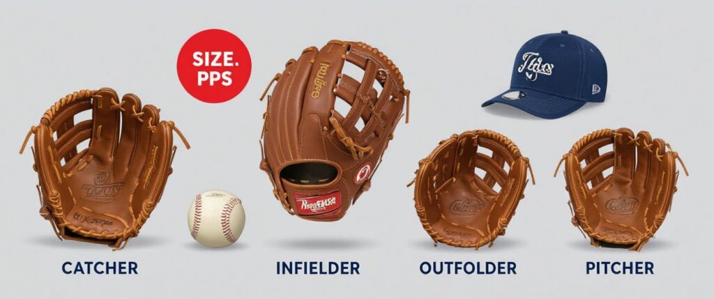 Create image that represent %22Choosing the Right-Professional-Baseball-Glove-Size-for-Your Position2